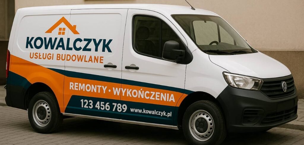 Samochód dostawczy oklejony w reklamę firmy
